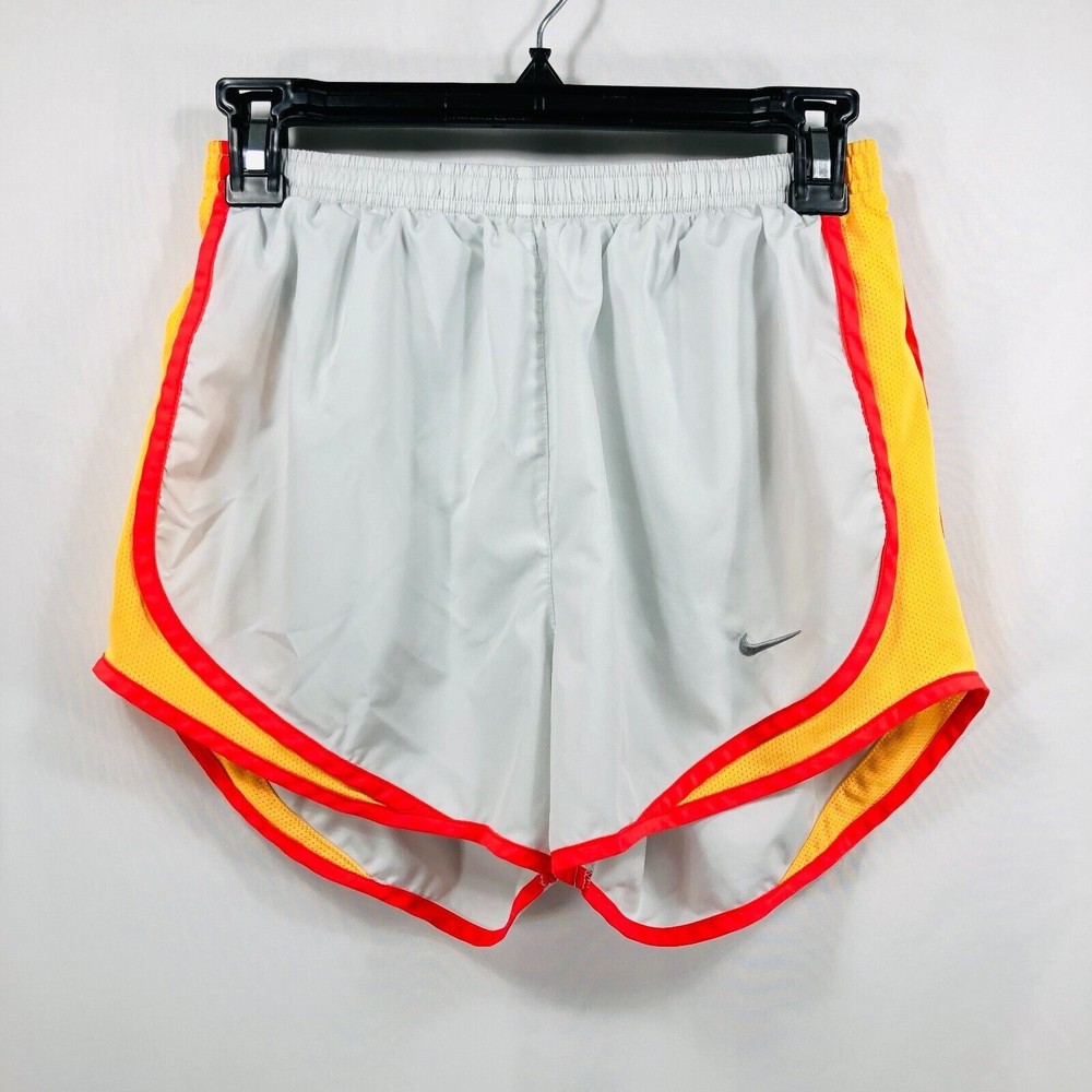 NIKE Running Shorts Women's Size S White Pink Dri-Fit W/ Interior Brief Lining